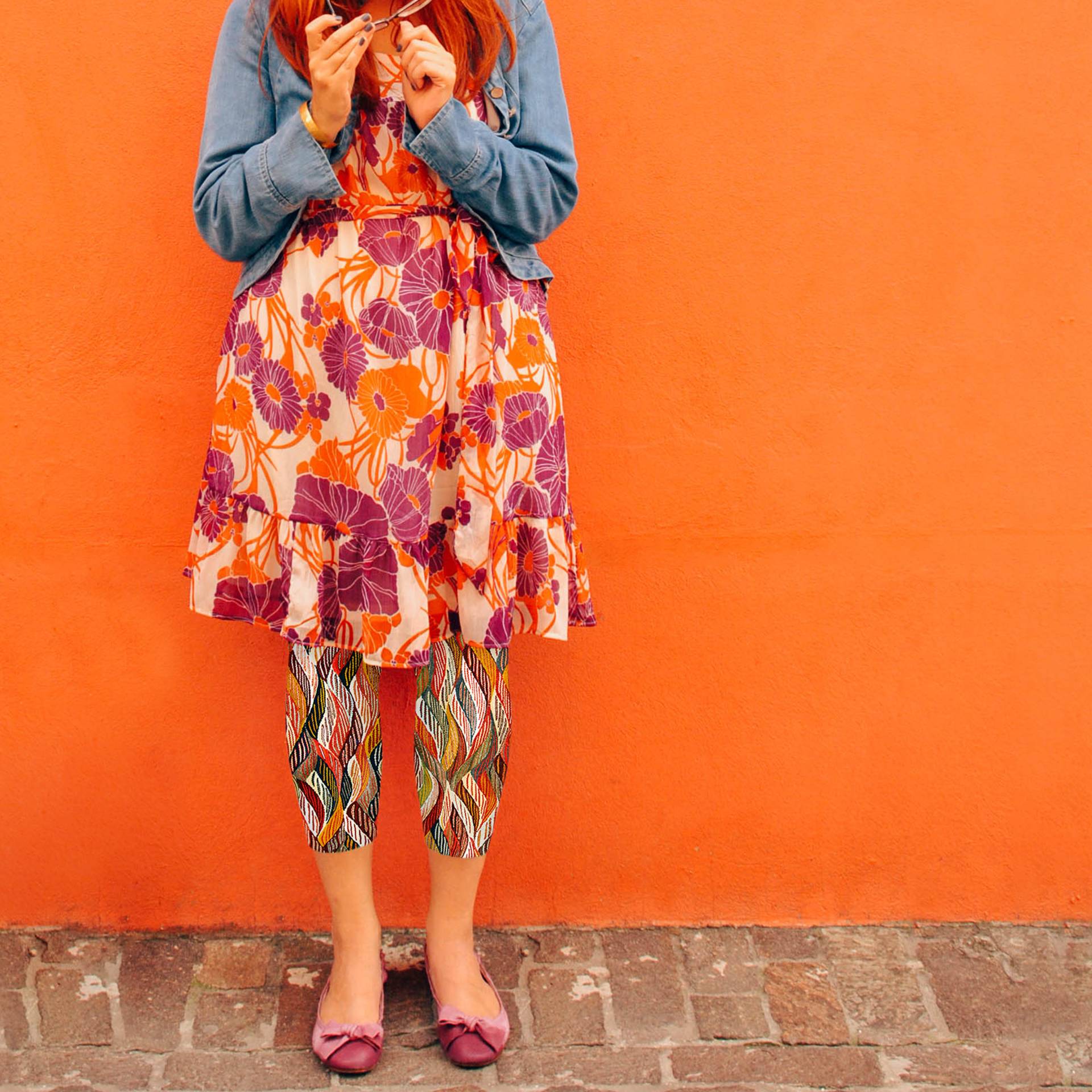 NWT - Lularoe - Women's Orange Floral Leggings